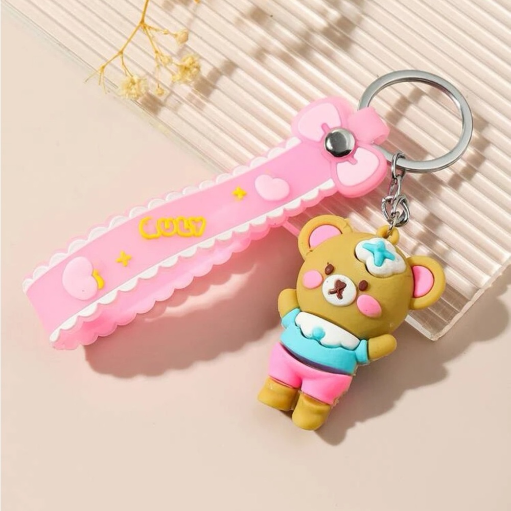 Kawaii Pink Bear Keychain